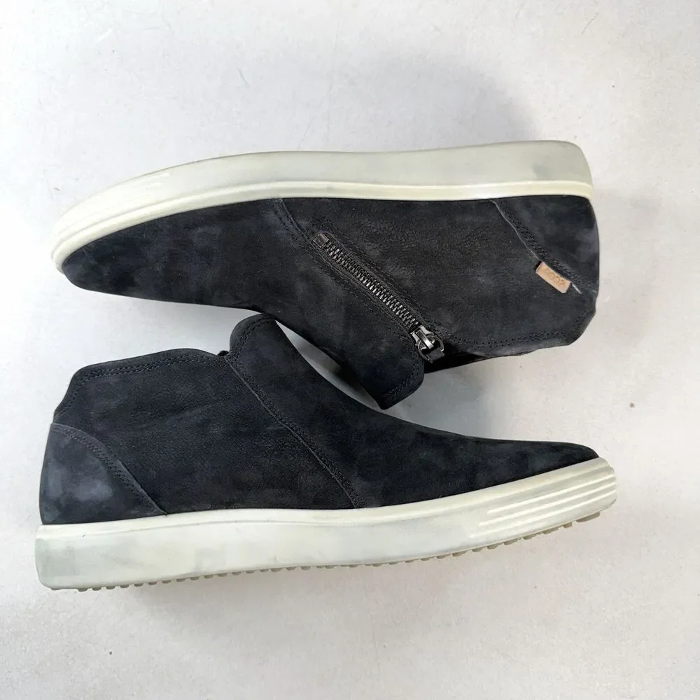 Ecco Boots Womens 41 Soft 7 Low Bootie Sneakers Black Comfort Casual Round Toe